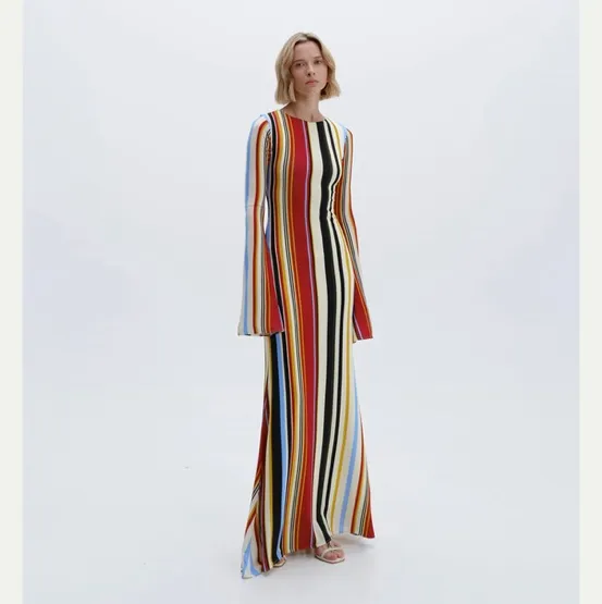 Cala de la Cruz Cala De La Cruz Amay Stripe Jersey Long Dress