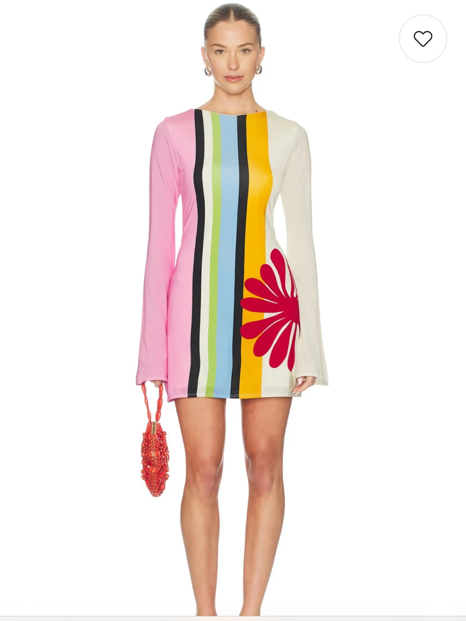 Cala de la Cruz Multicolor Striped Flower Mini Dress